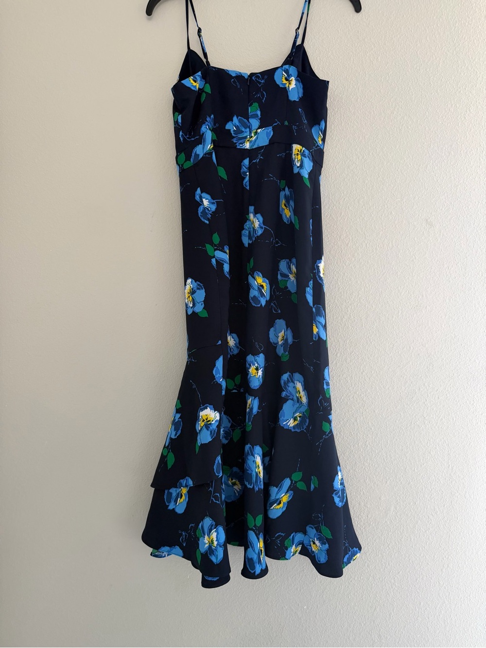 2000s y2k core Banana Republic Blue Floral Slip dress low ruffle 2 - Picture 5 of 9